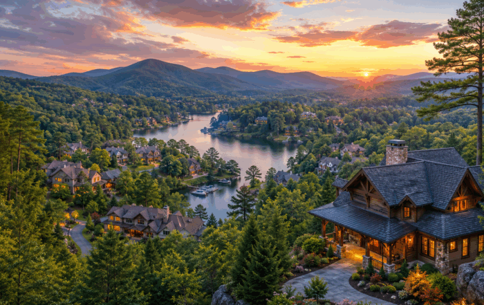 Big Canoe, Georgia mountain homes surrounded by forests where Mountain Town Roofing provides professional roof repair and roof replacement services.